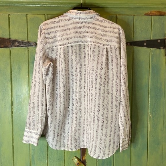 Club Monaco Silk Button Up Scribble Blouse - Picture 4 of 6